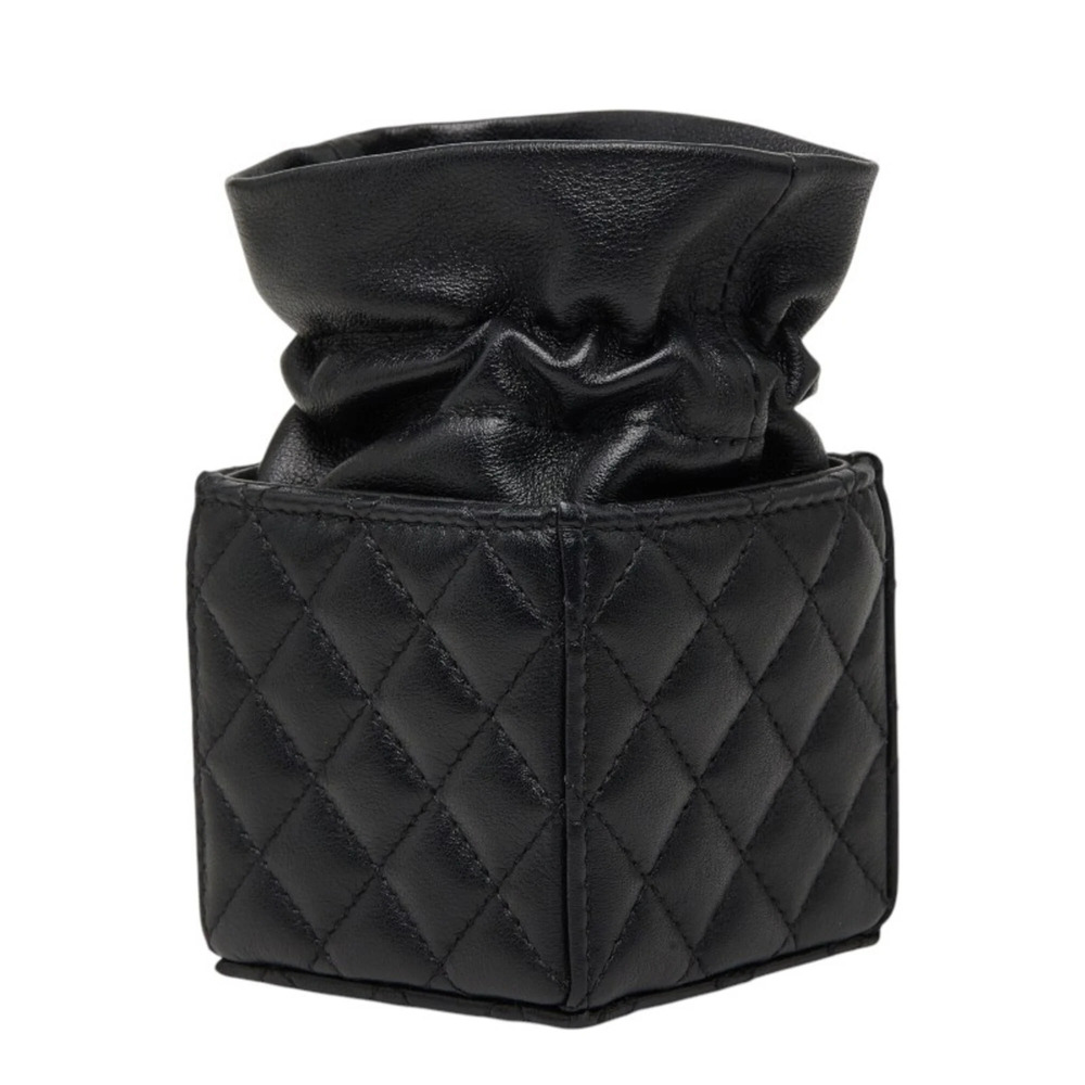 CHANEL Black Lambskin Leather Logo Shoulder Bag - Picture 3 of 10